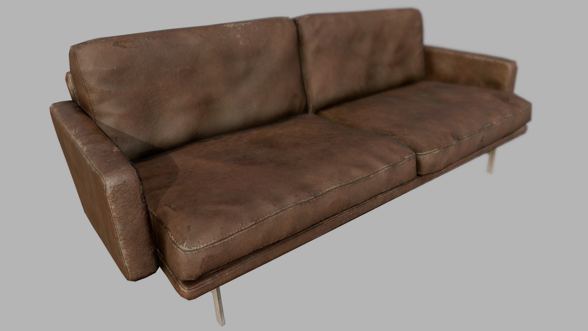 3D model Design Couch 1 – Brown – Post-Apocalypse – PBR - This is a 3D model of the Design Couch 1 - Brown - Post-Apocalypse - PBR. The 3D model is about a brown leather couch.