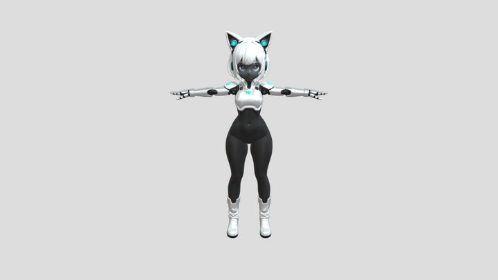 Cat girl robot 3D Model