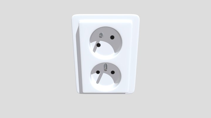 European dual power outlet 3D Model