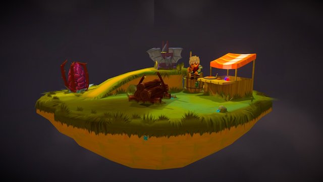 Hand Painted Island for Game Art Exam 3D Model