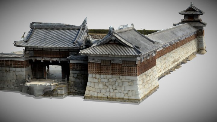 広島城の石垣と櫓/Stone Walls/Turrets of Hiroshima Castle 3D Model