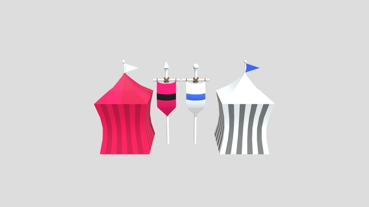 Israelite And Philisteen Flags And Tents 3D Model