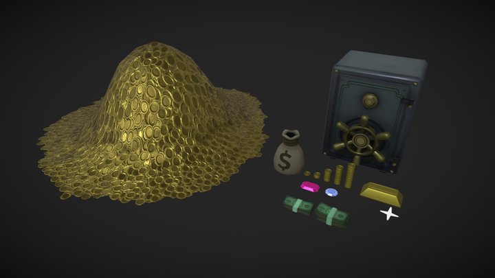 🪙 Stylized Safe/Money Pile 3D Model