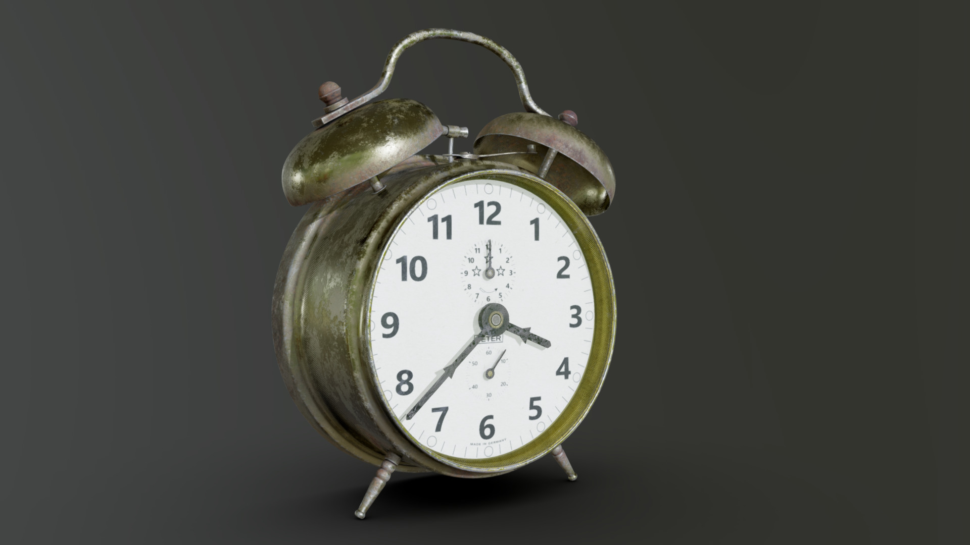3D model Old Alarm Clock - This is a 3D model of the Old Alarm Clock. The 3D model is about a clock with a bell on top.