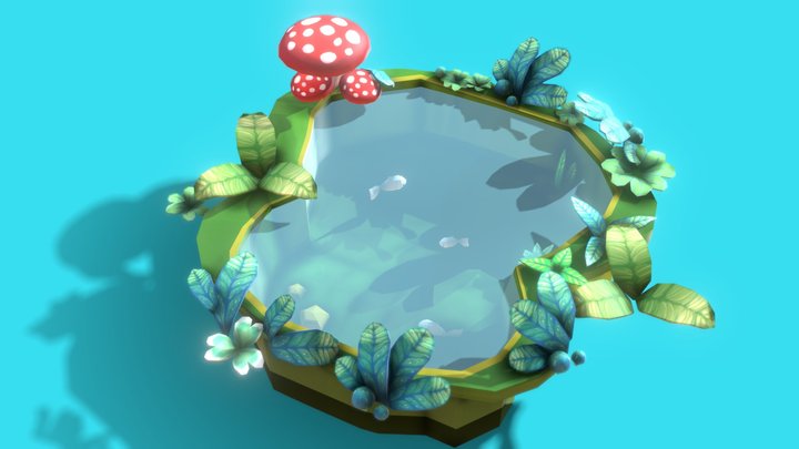 Little Pond & fish 3D Model