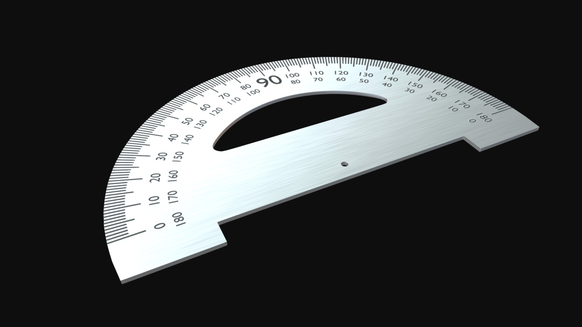 3D model Protractor - This is a 3D model of the Protractor. The 3D model is about a measuring tape with a black background.
