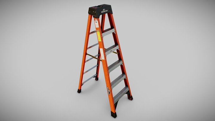 Fiberglass Step Ladder 6' (New) 3D Model