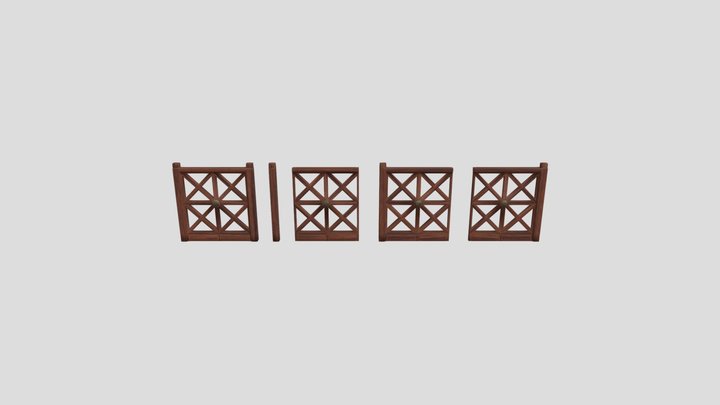 Roman Wooden Railing - Kit 3D Model