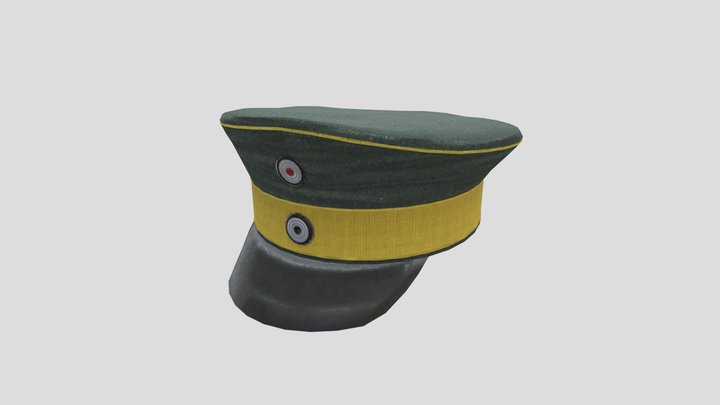 WW1 German Cavalry Officer's Visor Cap 3D Model