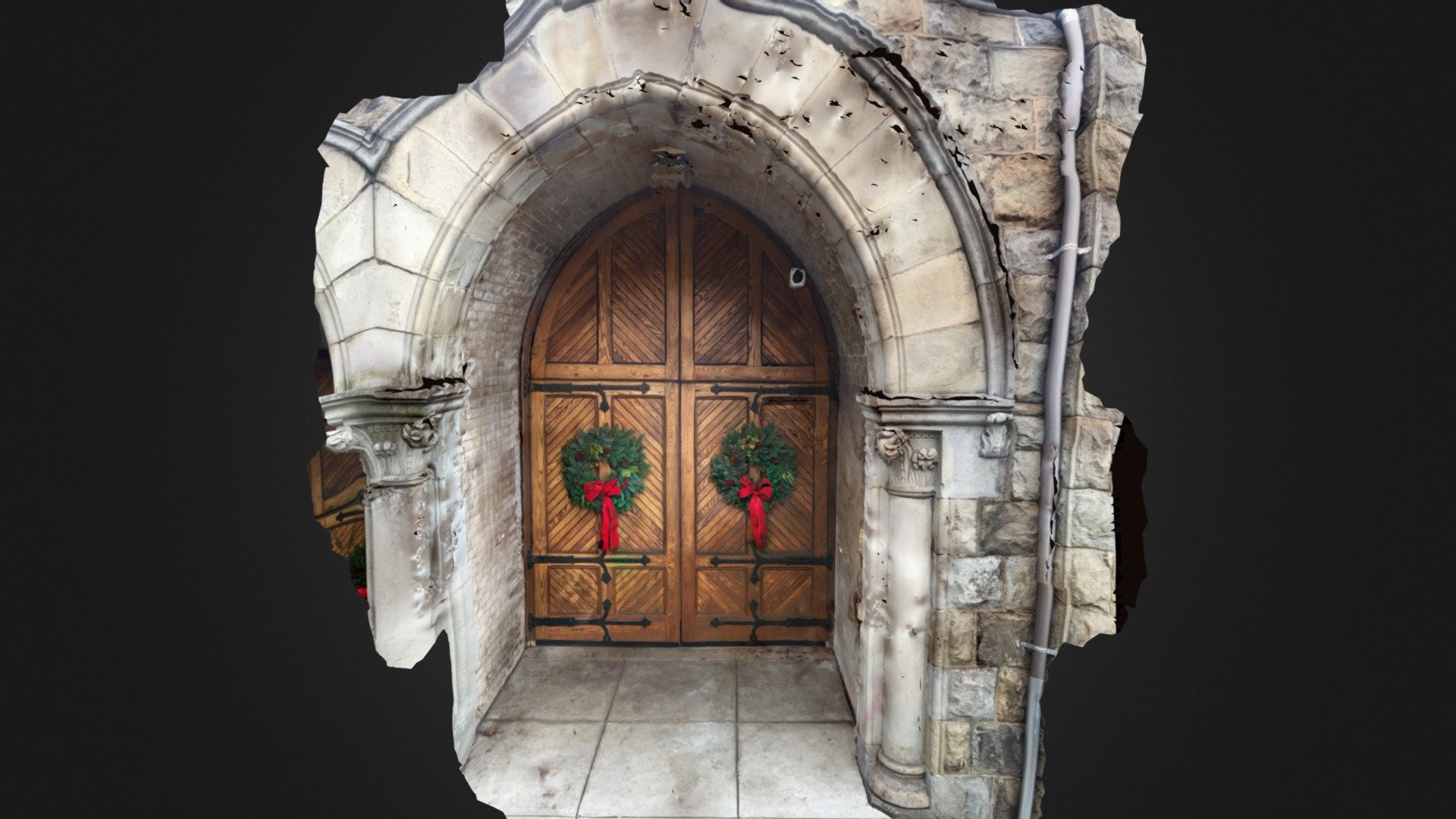 Church door with X-mas decorations