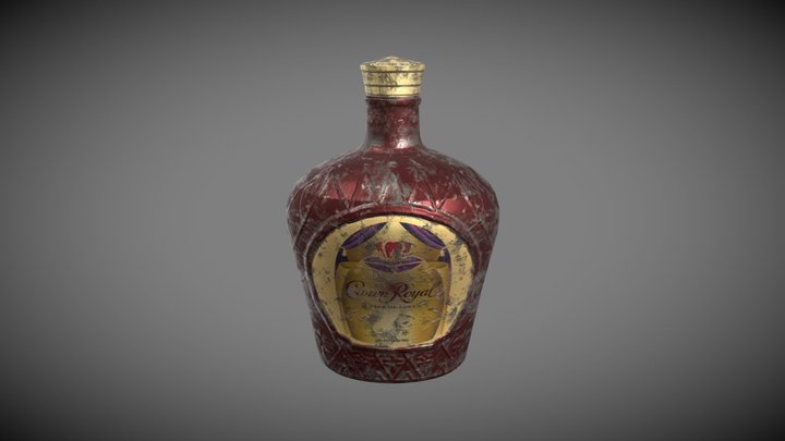 Crown Royal Canadian Whiskey Bottle 3D Model
