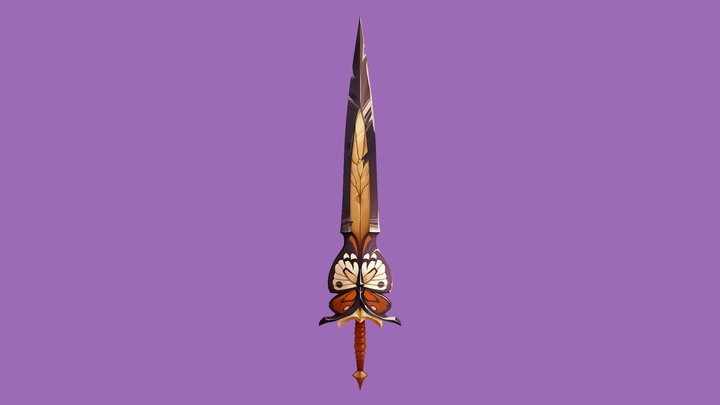 Hand Painted Insect Sword 3D Model