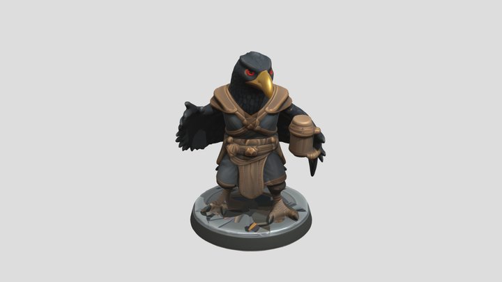 anthropomorphic bird character with robe 3D Model