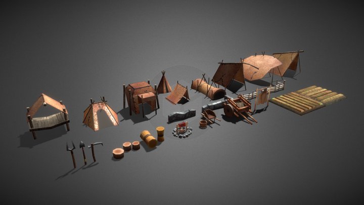 Stone Age props - Lowpoly 3D Model