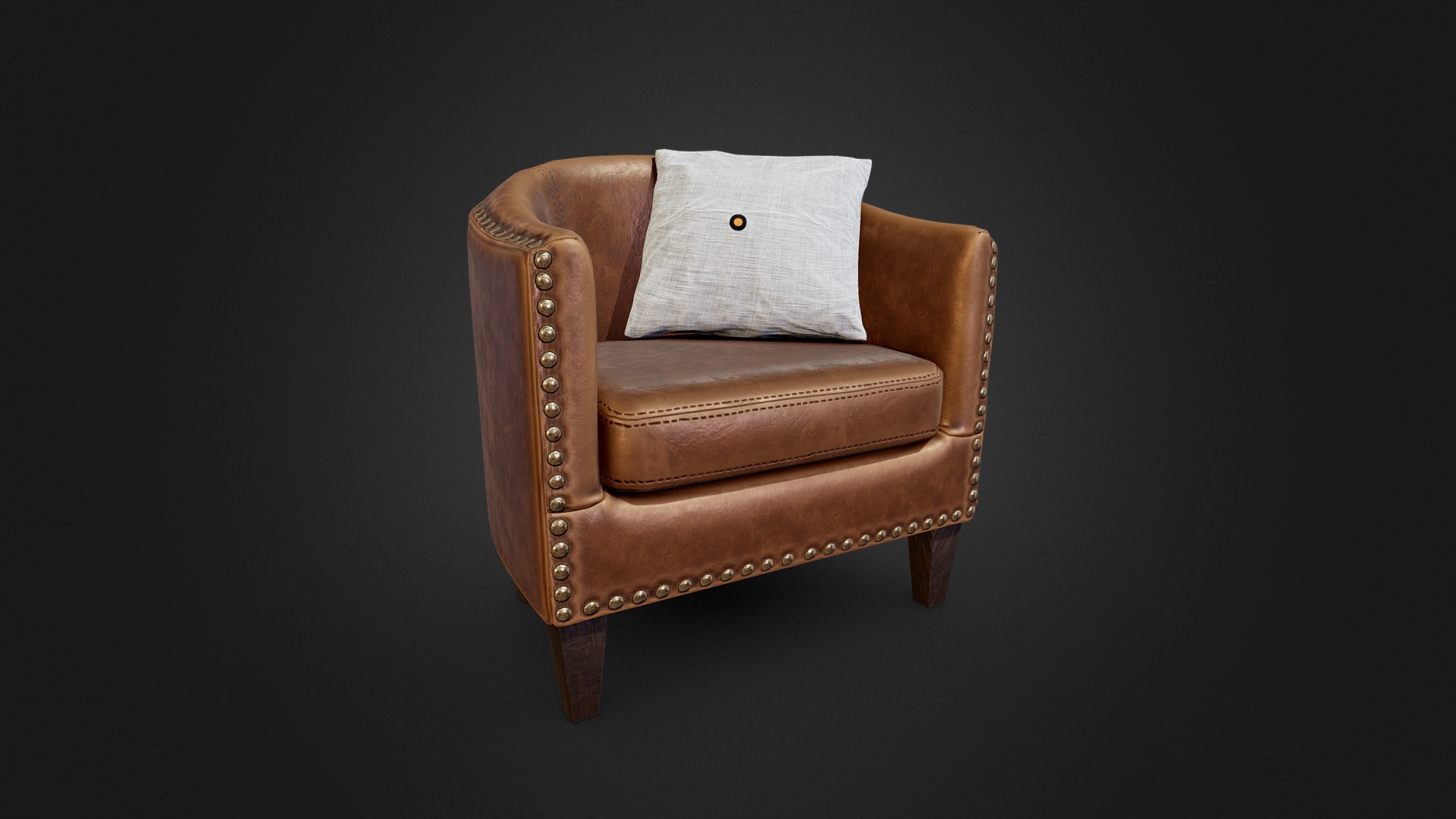 3D model Harlow Leather Armchair - This is a 3D model of the Harlow Leather Armchair. The 3D model is about a chair with a pillow.
