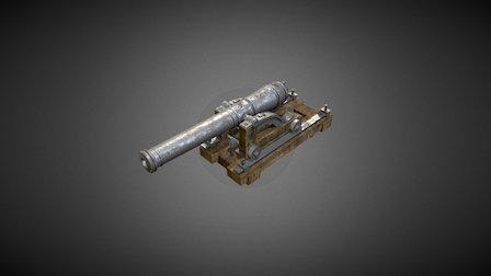 Naval cannon 48 pound (low poly) 3D Model