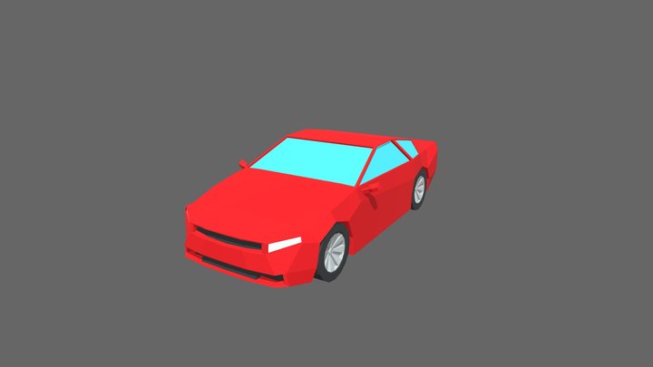 Red low-poly Style car 3D Model