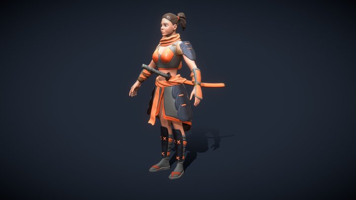 Stylized Samurai Girl 3D Model