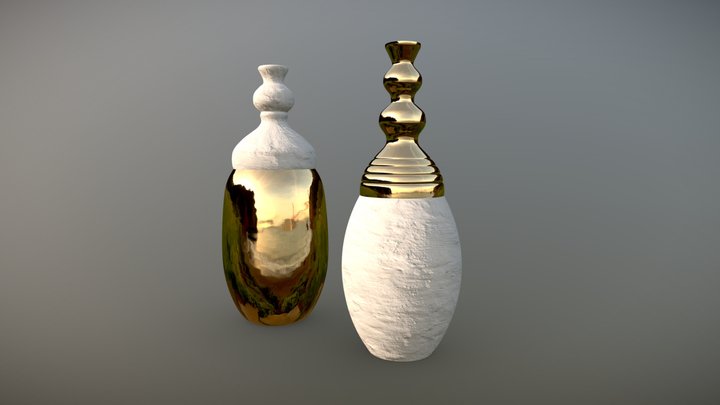 ceramic and brass vases 3D Model
