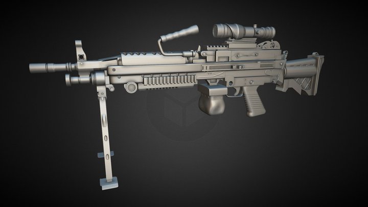 M249 Machine Gun - High Poly 3D Model