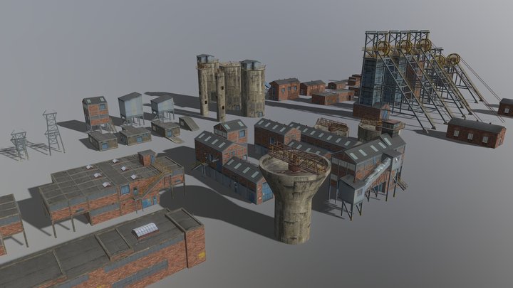 Colliery Buildings Set 3D Model