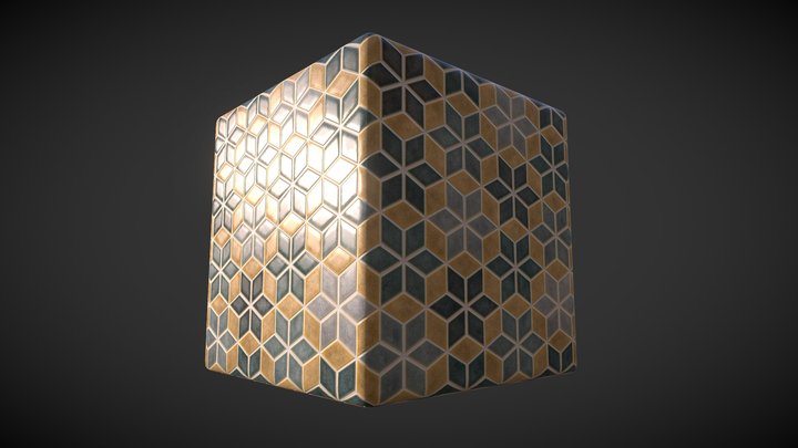 PBR Floor Tiles Material 3D Model