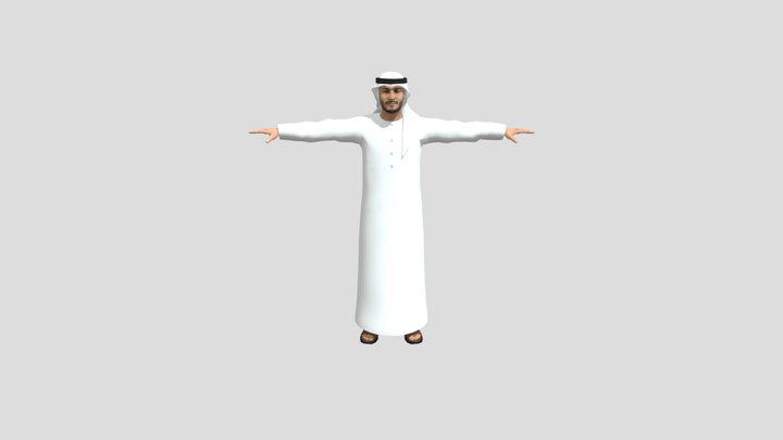 Emarati Male in Local Dress (Rigged+Expressions) 3D Model