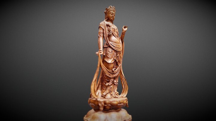 Wood carving Guanyin sculpture 3D Model