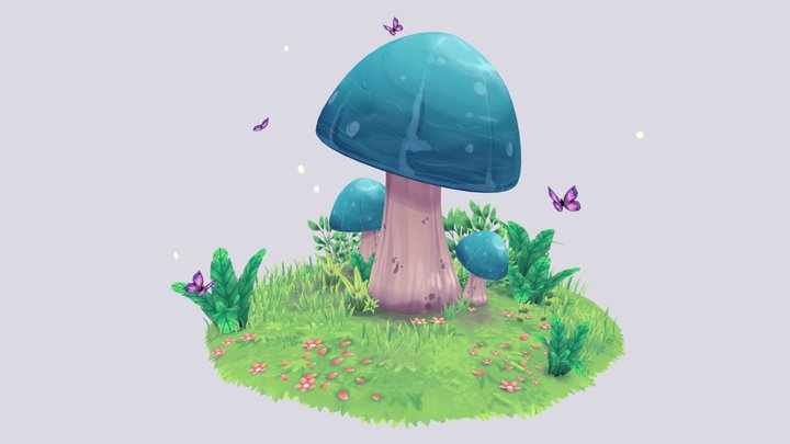 Hand Painted Mushroom 3D Model