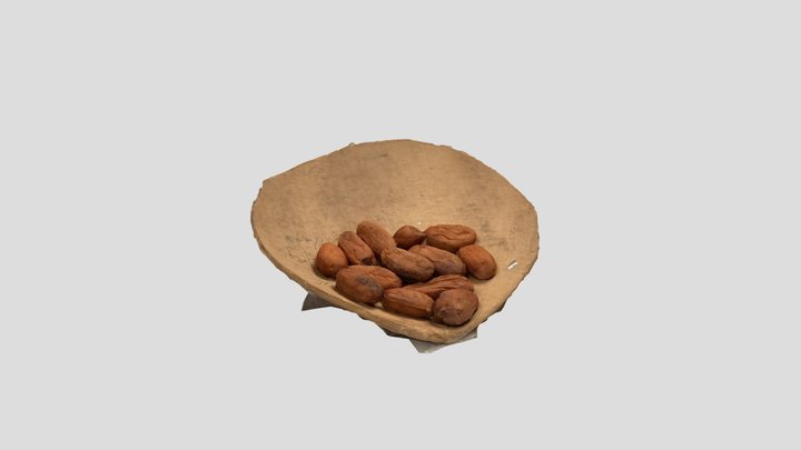 Calabash bowl with cacao beans inside 3D Model