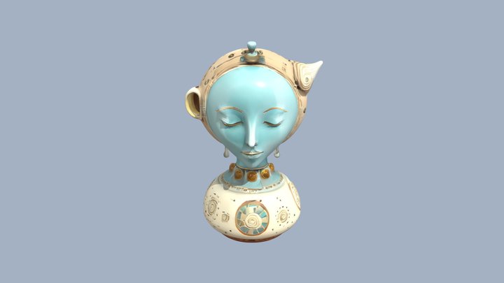 Alien humanoid ceramic sculpture 3D Model