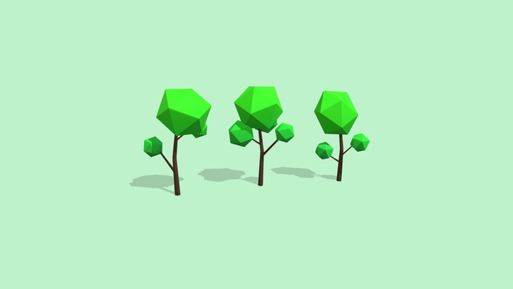 Pack asset 3 tree low poly 3D Model