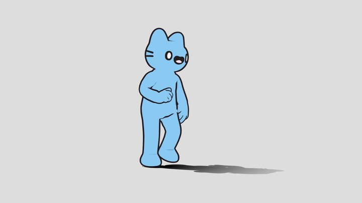 2D Toon-Style 3D Avatar - "Blue Cat" 3D Model