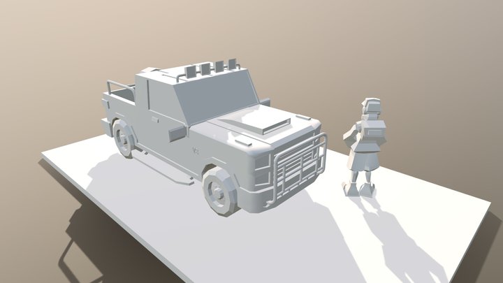 Low poly ford truck 3D Model