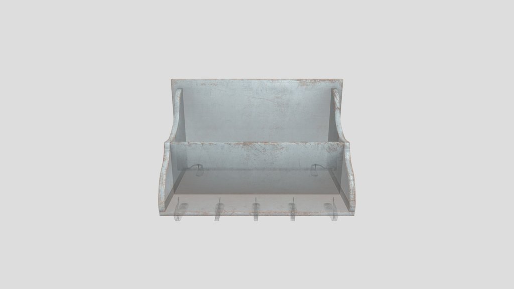 Hanging Shelf With Hooks Painted