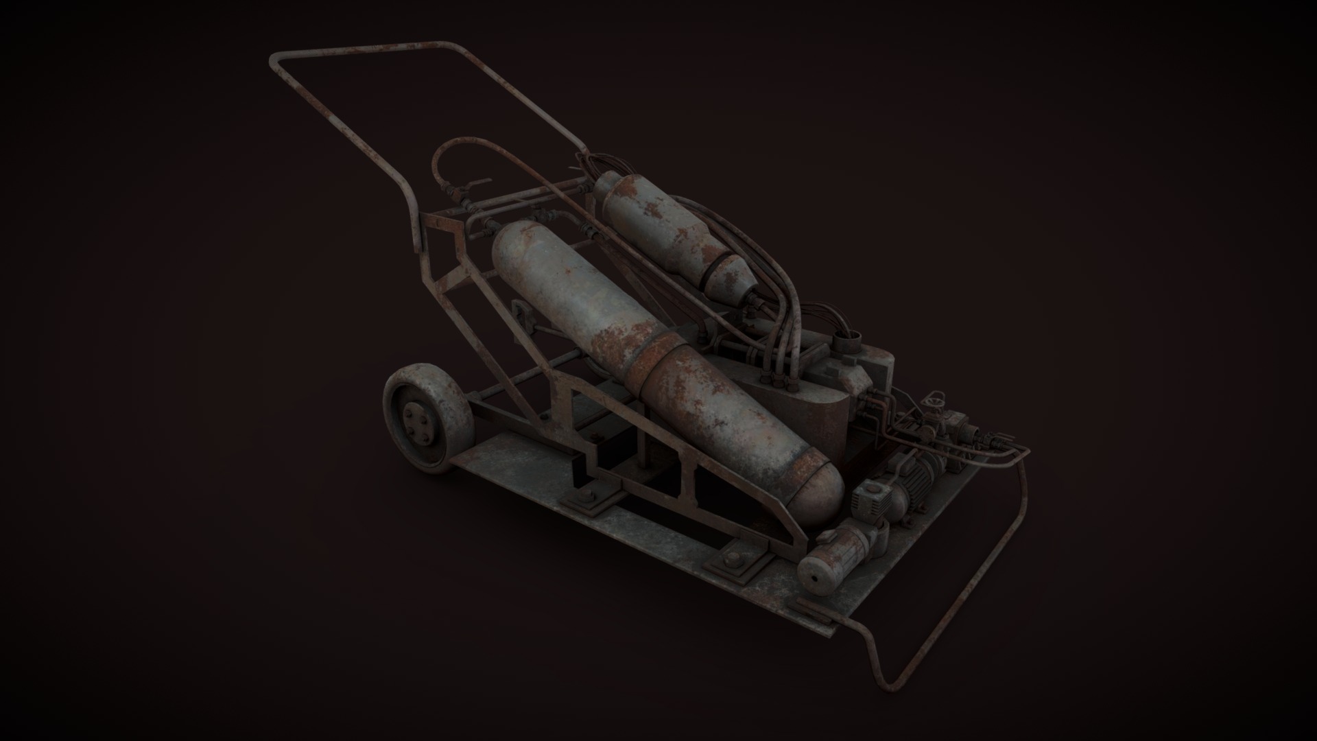 3D model Rusted portable machinery device - This is a 3D model of the Rusted portable machinery device. The 3D model is about a metal object with a metal frame.