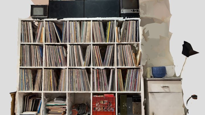 IKEA Record shelf full of records 3D Model