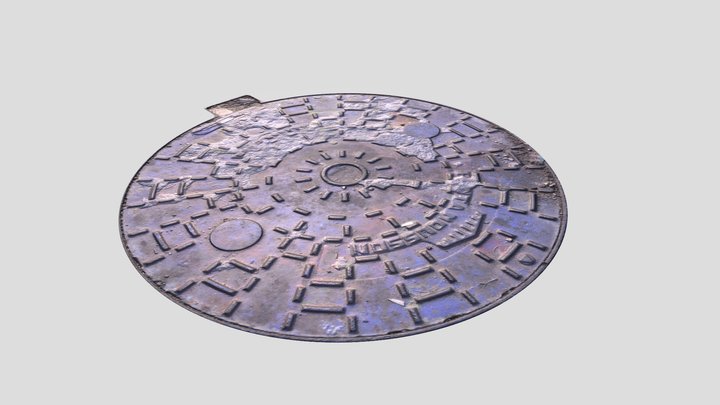 French Colorful Manhole Cover Decal 4k 3D Model