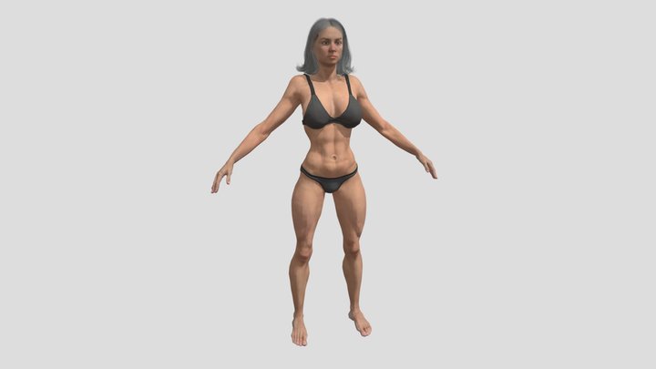Pretty Old Dark tone Woman 3D Model