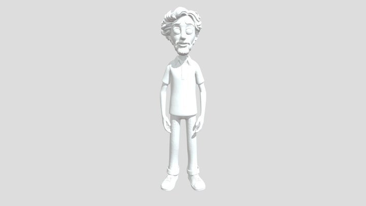 Animated Character in Blue 3D Model