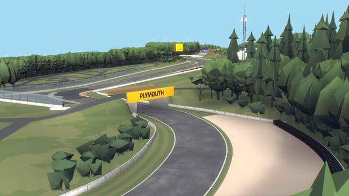 Cartoon Race Track Plymouth 3D Model