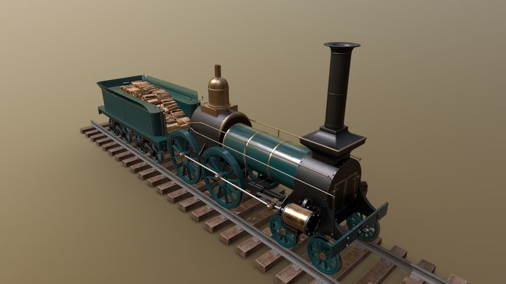 Steam Train 2-2-0 3D Model