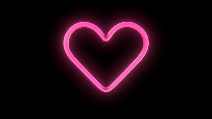 Neon Heart Appearance Animation 3D Model