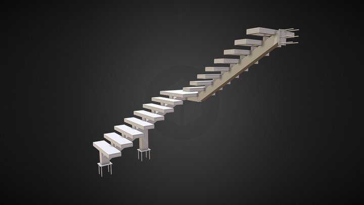 Escada Residencial - Perfil Central 3D Model