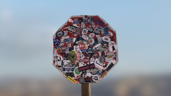 Sticker Stop Sign at Monument Valley 3D Model
