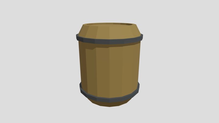 Low poly wood barrel 3D Model