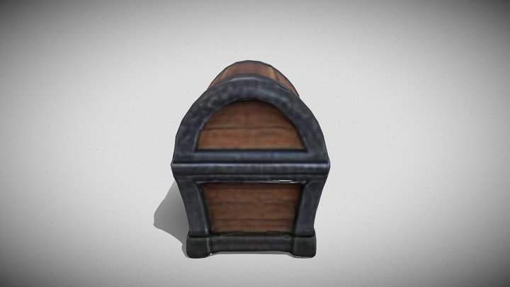 Low Poly Wooden Chest Optimized 3D Model