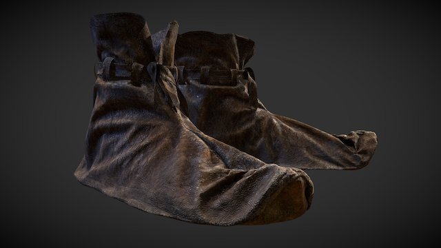 Medieval Lowpoly 3D Leather Shoes 3D Model