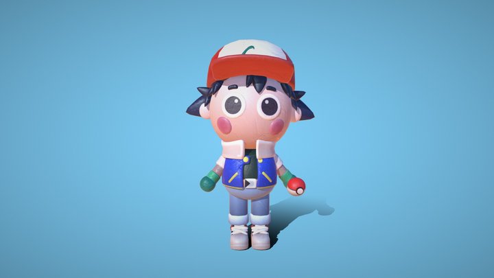 Pokémon Ash - Stylized Clay Character 3D Model