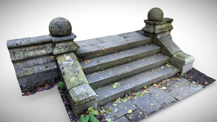 Old Stone Garden Steps 3D Model